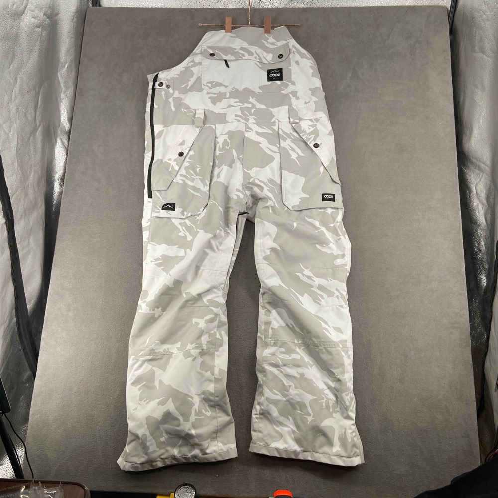 Dope Snow Notorious Arctic Camo Bib Snowboard Ski Pants Mens 2XL White Gray